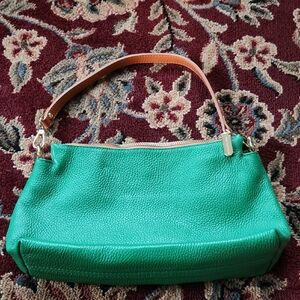 Valentina Green Shoulder Bag with Tan Strap